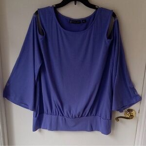 New York & Company Purple Cold-Shoulder Blouse